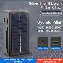 Güneş Enerjili Çoklu Pil Şarj Cihazı Ve Powerbank - 18650/26650 Uyumlu