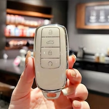 Chery Tiggo 8 Pro Max Beyaz-silver Anahtar Kılıfı