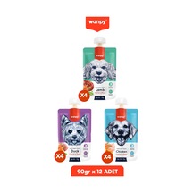 12li 3 Çeşit Karışık Lezzet Tavuk & Ördek & Kuzu & Sebzeli Taze Köpek Et Ezmesi 90 Gr. X 12 Adet