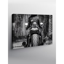 Kanvas Tablo Motosikletçi Ve Siyah Deri