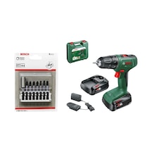 Bosch EasyDrill 18V-40 2.0AH Çift Akülü Matkap + Bosch Impact Control Vidalama Bits Uç Seti 8 Parça