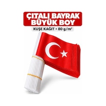 Çıtalı Bayrak Kağıt Büyük 29x21 Cm 40 Adet Ay Yıldızlı Türk Bayrağı Çıtalı Sopalı Bayrak Plastik Çubuklu Bayrak Bayram 21 x 29 CM