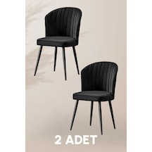 Rubi Sandalye - Babyface Siyah - Siyah Metal Ayak 2 Adet - Salon Sandalyesi / Mutfak Sandalyesi Siyah
