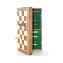 Mıknatıs Taşlı Ahşap Katlanabilir Kutulu Satranç Oyunu 35 Cm G224 Çok Renkli