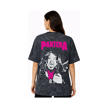 Sevbano Pantera Rock Metal Müzik Grubu Sırt Baskılı Unisex Oversize Eskit Siyah