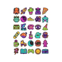 30 Adet Eğlenceli Pop-art İkon Sticker Seti - Laptop Telefon Ajanda İçin Çok Renkli