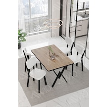Avvio Carla Elma Sandalye 80x120 Yemek Masası Mutfak Masası 4 Kişilik Masa Sandalye Takım Akça