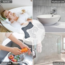2 Adet Gri Renk Vantuzlu Silikon Kaymaz Yıldız Lavabo Süzgeci M-114 Plastik Diğer