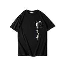 Brz Collectıon Brz Collection Unisex Oversize Tırmanan Sevimli Pandalar T-shirt Siyah