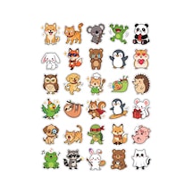 30 Adet Sevimli Hayvanlar Sticker Seti - Laptop Defter Telefon Ajanda Çok Renkli