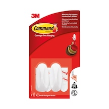 Command Küçük Boy Askı 2 Adet - 5 Adet Tarı Beyaz