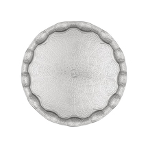 Osmanlı Motifli Metal Servis Tepsisi 34,5 Cm 13.6 İnç Kahve Ve Çay Sunum Tepsisi 5 Renk Seçeneği Gümüş Rengi Çok Renkli
