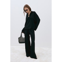 Suud Collection Siyah Alessa Polo Yaka Tensel Bluz