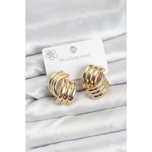 316l Çelik Gold Renk Vintage Kadın Küpe Altın