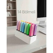 14 Bölmeli Fosforlu Kalem Stand Beyaz
