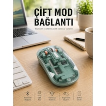 Pilli Kablosuz Mouse Bluetooth Ve Usb Uyumlu Sessiz Tıklama Yeni Nesil Diğer