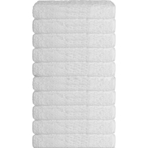 10 Lu El Yüz Otel Havlusu 50x90 Cm Beyaz 16/1 Aksoft 225 Gr Beyaz