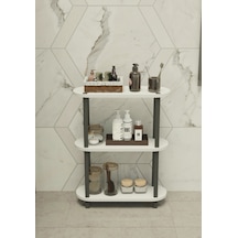 Soft 3 Katlı Banyo Düzenleyici Çok Raflı Banyo Organizeri Çok Amaçlı Banyo Düzenleyici - Beyaz Beyaz