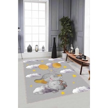 Gri Kaymaz Tabanlı Filli Bebek Halıları Çocuk Halısı Ar1019n11