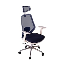 Dali Beyaz Fileli Yönetici Koltuğu Ergonomik Başlıklı Ofis Koltuğu Lacivert Diğer
