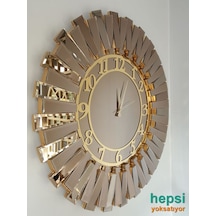 Güneş Golden Latin Bronze Altın Bronz 85 Cm Aynalı Duvar Saati
