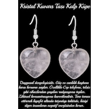Sertifikalı Kalp Kesim Kristal Kuvars Taşı Doğal Taş Küpe Çok Renkli