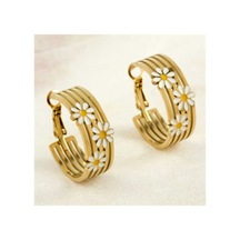 Papatya Figürlü Paslanmaz Çelik Küpe Gold - 661982063 Gold