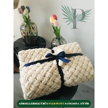 Palm Puffy Hasır Örgülü Bej Bebek Battaniyesi Bej
