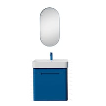 Creavit Colorit Kapaklı Lavabo Dolabı 60 Cm Ve Oval Ayna Ocean
