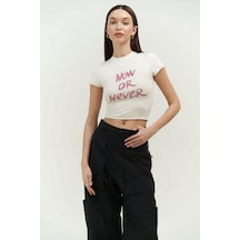 Mai Collection 2726 - Now Or Never Beyaz Penye Crop