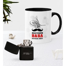 Kişiye Özel Muhteşem Baba Siyah Kupa Bardak Benzinli Metal Çakmak