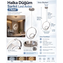 Dmr Halka Düğüm Sarkıt Led Avize Krom Kasa 30w 220 Volt Üç Renk 6500k/4000k/3000k Beyaz /ılık Beyaz Çok Renkli