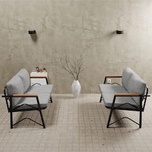 Mb Garden Furnıture Simetri Model, Balkon, Bahçe, Cafe, Metal Koltuk Takımı, Bahçe Takımı , Çay Seti, 2+2 Süngerli Açik Gri
