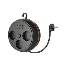 Buffer 3 Adet Soket,3 Adet Usb Ve 1 Adet Type-c Girişli Termal Akım Korumalı Makaralı Priz 3395