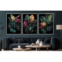 Alüminyum Çerçeveli Gerçek Cama Baskı Sanat Temalı 3'lü Set Cam Tablo 0076