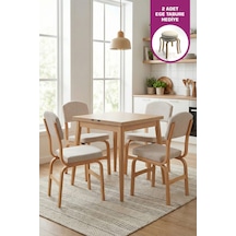 Vilinze Ege Sandalye Avanos Ahşap Mdf Kanatlı Mutfak Masası Takımı - 70x70+70 Cmtk-avanos-07070k-nn-ege19n-sigmabeyaz Kırık Beyaz