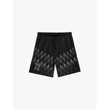 Koton Desenli Straight Fit Cep Detaylı Beli Bağcıklı Spor Şort Siyah Desenli 6wam40065nk Siyah Desenli