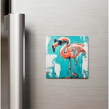 Flamingo - Flamingo - Güneş Gözlüklü Style - Buzdolap Magneti - 9x9 Cm