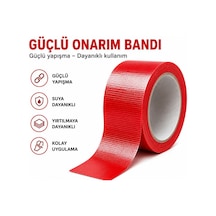48 Mm X 10 Mt. Kırmızı Onarım Bandı, Lif Takviyeli Tamir Bandı, Güçlü Yapışkanlı Suya Dayanıklı Fiber Bant, Boru, Kablo, Branda Ve Paketleme İçin Çok Amaçlı Kullanım 2 Adet