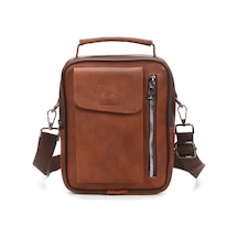 Newish Polo Erkek Deri Kapaklı Omuz Ve El Çantası 17x22cm New337 - Taba