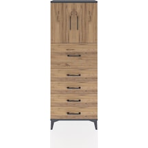 Arges Dolap 2 Raflı 5 Çekmeceli 2 Kapaklı 60x30x163 Antrasit-çam Antrasit