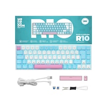 R10 Mekanik Klavye Full Anti-ghosting Hot Swap Blue Switch Oyuncu Klavyesi Türkçe Buz Mavisi Işık