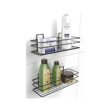 Karteya Yapışkanlı Siyah Banyo Düzenleyici Banyo Aksesuar Şampuanlık Duşakabin Rafı Askılık 2 Li Set Siyah
