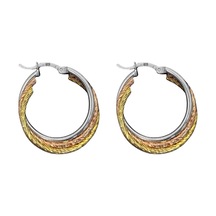 Oya Silver 18k Rose-gold Kaplama Şarnel Gümüş Halka Küpe 2.5x2.5cm