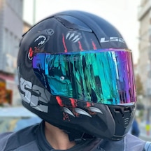Ls2 Rapid 2 Clawn Full Face Motosiklet Kaskı Gökkuşağı Vizörlü Gri - Kırmızı - Siyah