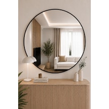 Effe Siyah Metal Çerçeveli 100 Cm Yuvarlak Ayna
