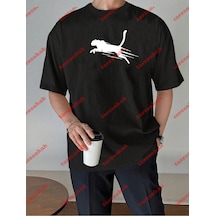 Tarzsokak Unisex Jaguar Baskılı Tshirt Beyaz Siyah