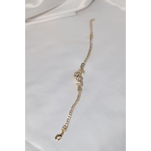 14k Altın Kaplama Xupıng Jewelry Zirkon Taşlı Mini Kalp Detaylı Bileklik Çok Renkli Çok Renkli