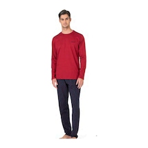 Pierre Cardin 6099 Erkek Uzun Kollu Bisiklet Yaka Pijama Takımı-bordo Bordo