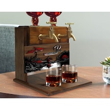 Bk Gift Kişiye Özel Kabartma Manzara Tasarımlı İsimli Çift Musluklu Doğal Ahşap İçki Standı-7, İçki Standı, Doğum Günü Hediyesi, Ev Hediyesi Bitmeyen1